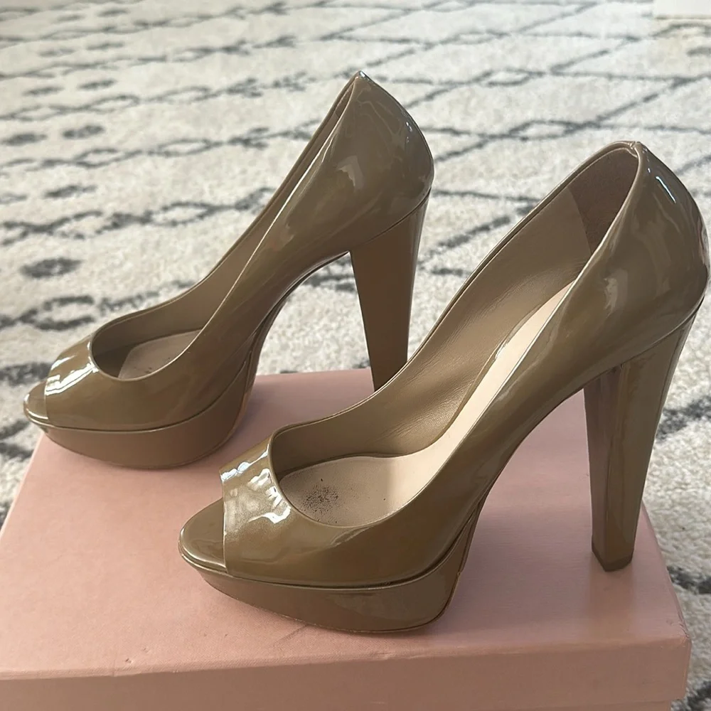 Miu Miu Platform Patent Leather Pumps